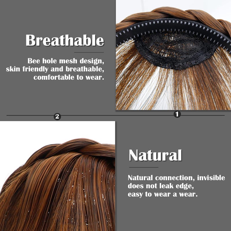 FERCAISH Front Hair Bangs Wigs Headband, Synthetic Wigs Headband for Women Girls (Light Brown) - Image 3
